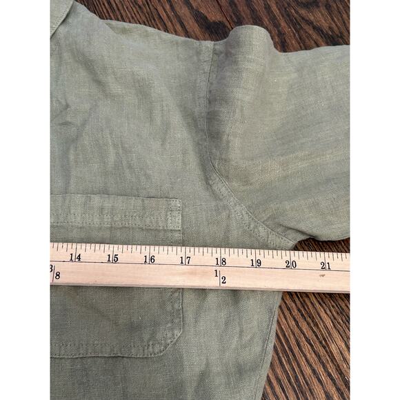 Mate The Label Linen Jumpsuit Short Sleeves Button Front Pockets Green Small NEW - Picture 4 of 8